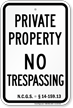 North Carolina No Trespassing Sign