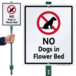No Dogs In Flower Bed Sign