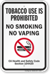 No Smoking No Vaping Sign with Symbol Safety Code Section