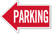 Parking, Left Die Cut Directional Sign