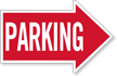 Parking, Right Die Cut Directional Sign