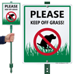 Keep Off Grass with Graphic Sign