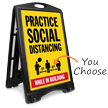 Practice Social Distancing While in Building BigBoss A Frame Portable Sidewalk Sign