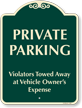 Private Parking, Violators Towed Away Sign
