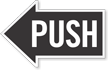 Push, Left Die Cut Directional Sign