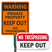 Warning Private Property Keep Out No Trespassing Sign