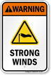 Warning Strong Winds Water Safety Sign