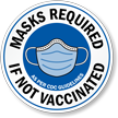 Masks Required If Not Vaccinated CDC Window Decal Label
