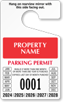 Custom Numbered Temporary Parking Permit Hang Tag