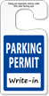 Jumbo Parking Permit Hang Tags, Blue, No Numbering