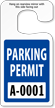 Jumbo Parking Permit Hang Tags, Blue, Sequentially Numbered