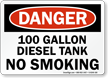 100 Gallon Diesel Tank No Smoking Sign