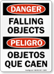 Bilingual Danger Falling Objects Sign