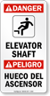 Elevator Shaft Bilingual Sign (With Graphic)