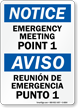 Bilingual Emergency Meeting Point 1 Sign