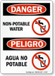 Danger Non Potable Water Peligro Agua No Potable Sign