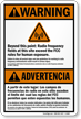 Bilingual Radio Frequency Warning Sign