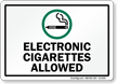 Electronic Cigarettes Allowed Sign With Symbol