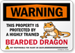 Funny Warning This Property Is Protected By A Highly Trained Bearded Dragon Not Responsible For Injury Or Death Sign