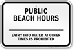 New York Public Beach Hours Sign