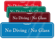 No Diving No Glass ShowCase Wall Sign