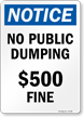 No Public Dumping OSHA Notice Sign