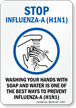 Wash Hands   Stop Influenza A H1N1 Sign