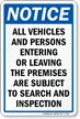 Subject To Search And Inspection Sign