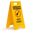 Caution Wet Paint W/Graphic Fold Ups® Floor Sign