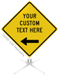 Custom Yellow Roll Up Sign   Left Arrow