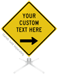Custom Yellow Roll Up Sign   Right Arrow