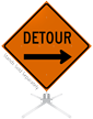 Detour Right Arrow Symbol Roll Up Sign