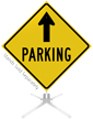 Parking Ahead Arrow Roll Up Sign