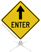 Enter Ahead Arrow Roll Up Sign