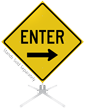 Enter Right Arrow Roll Up Sign