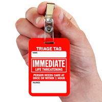 Immediate Life Threatening ID Badge With Bulldog Clip