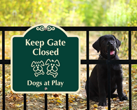 Gate Closed Dogs At Play Sign