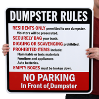 Dumpster Rules Residents Only Sign