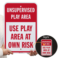 Playground sign: Unsupervised play area