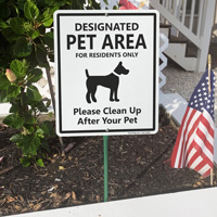 Pet area for residents sign