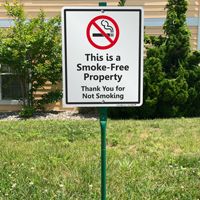 No smoking on this property sign for lawn