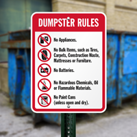 Dumpster Rules Signs (with Graphic)