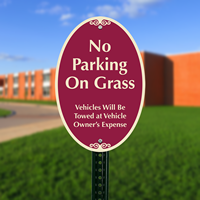No Parking On Grass Vehicles Signs