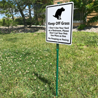 Keep Off Grass, No Dog Pooping Peeing Signs