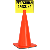 PEDESTRIAN CROSSING Cone Top Warning Signs