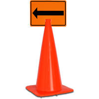 Left Arrow Pictorial Cone Top Warning Signs