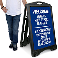 Welcome, Visitors Must Report To Office Sign