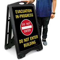 Evacuation In Progress A-Frame Portable Sidewalk Signs