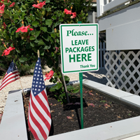 Leave packages here sign for home