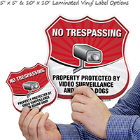 Property Protected By Video Surveillance And Guard Dogs Sign